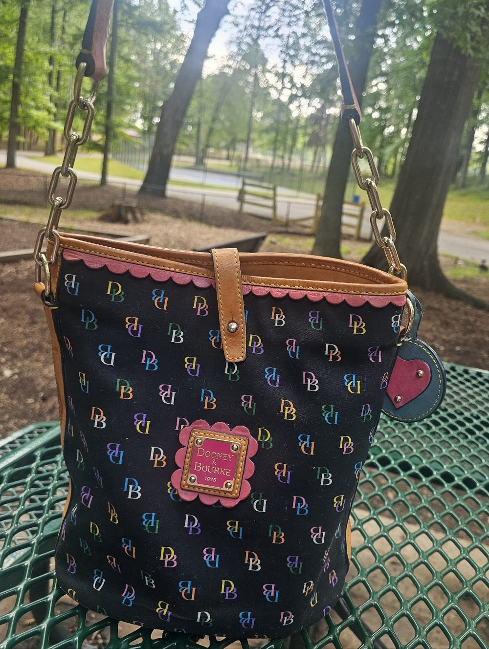 Dooney & Bourke Pink And Black  DB Logo Shoulder Bag Y2k RAINBOW ED. Very RARE